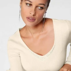 Melrose Strickkleid mit Glitzersteinen und Rippenstrick Offwhite, Schwarz -Melrosesan Geschaft 9c396dd5 d1bb 54b7 a7b5 7bc9e32aee20