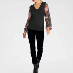 Melrose V-Shirt mit trransparenten, bedruckten Ärmeln Schwarz-weiß-gemustert, Schwarz-geblümt 16 Melrose V-Shirt mit trransparenten, bedruckten Ärmeln Schwarz-weiß-gemustert, Schwarz-geblümt -Melrosesan Geschaft 9cf791ab 3f00 5373 b890 3c41a0c862d9