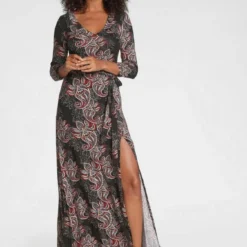 Melrose Maxikleid mit seitlichem Schlitz Schwarz-weiß-gemustert, Schwarz-braun-gemustert