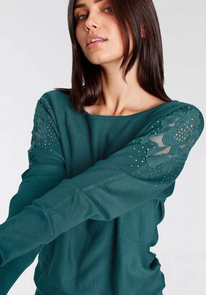 Melrose Fledermauspullover mit Blumen-Applikation und Glitzersteinen 3 Melrose Fledermauspullover mit Blumen-Applikation und Glitzersteinen – Bild 3