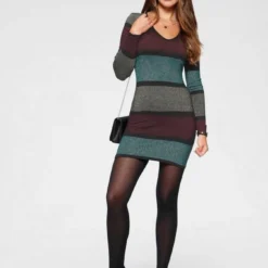 Melrose Strickkleid aus weichem Glitzergarn Khaki-rosa-gestreift, Bordeaux-petrol-gestreift -Melrosesan Geschaft aa38ac80 51d9 50c1 8f50 48ffd66d4f4b