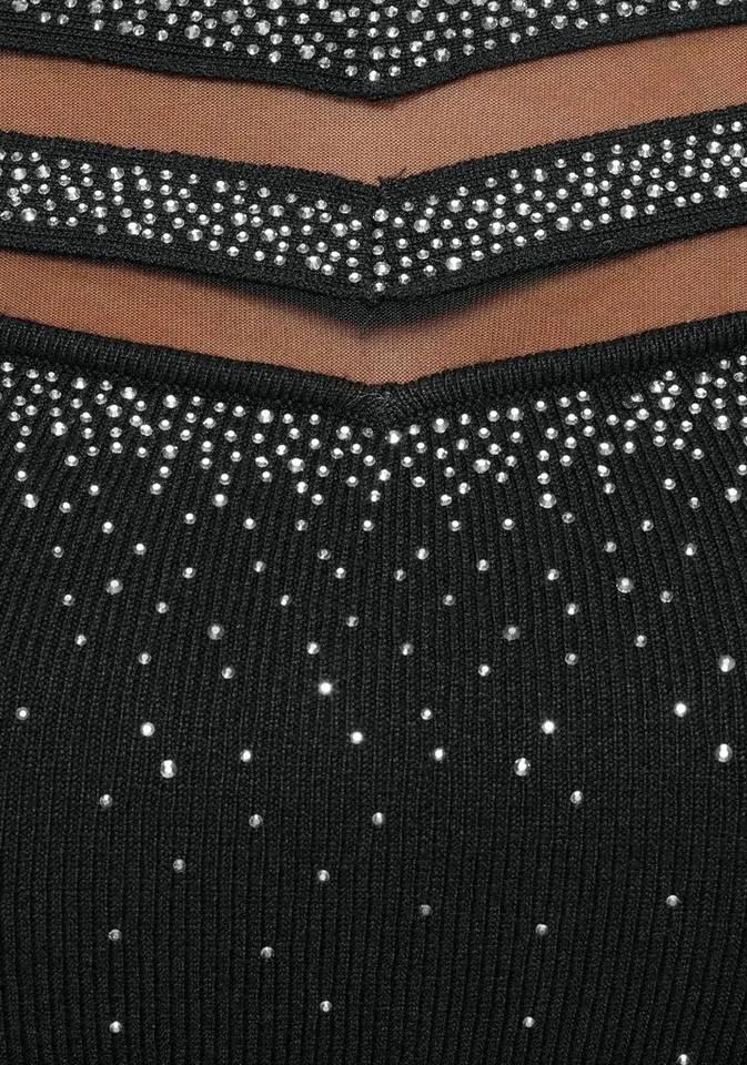 Melrose Rundhalspullover mit Mesh und Glitzersteinen 6 Melrose Rundhalspullover mit Mesh und Glitzersteinen – Bild 6