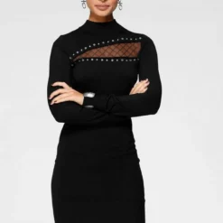 Melrose Strickkleid mit Netz-Detail und Ziernieten