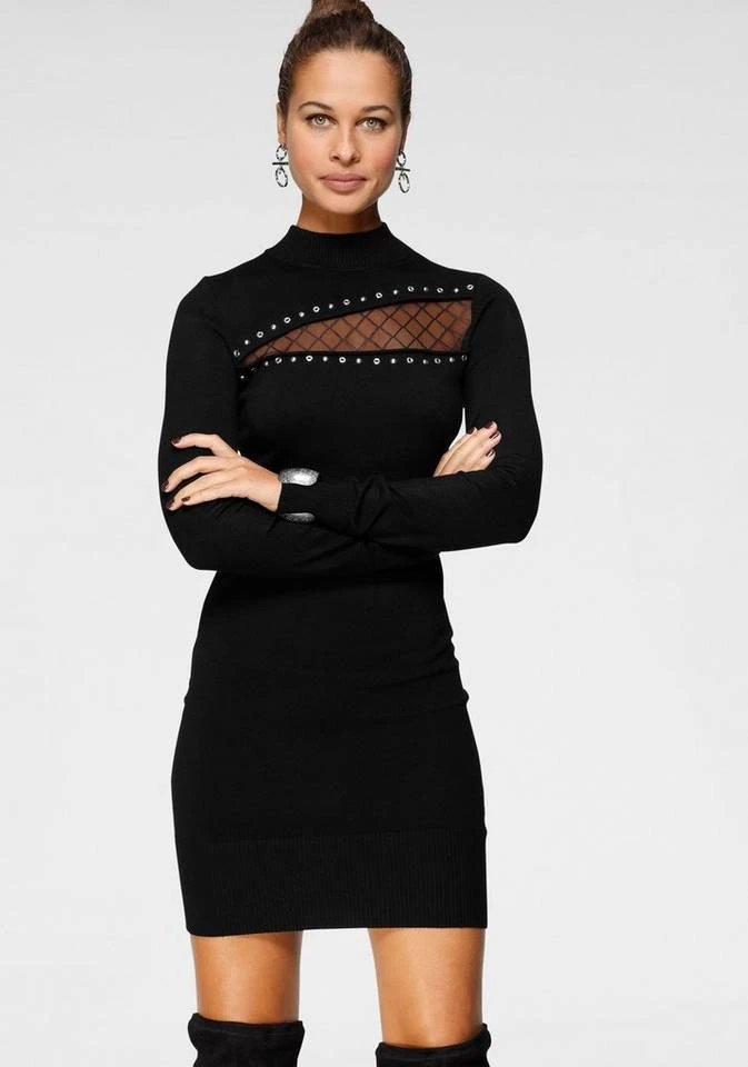 Melrose Strickkleid mit Netz-Detail und Ziernieten 1 Melrose Strickkleid mit Netz-Detail und Ziernieten