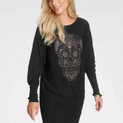 Melrose Fledermauspullover mit Glitzersteinen in Totenkopf-Optik -Melrosesan Geschaft ac6741a2 9c07 5d8f 884a d9442a68929d