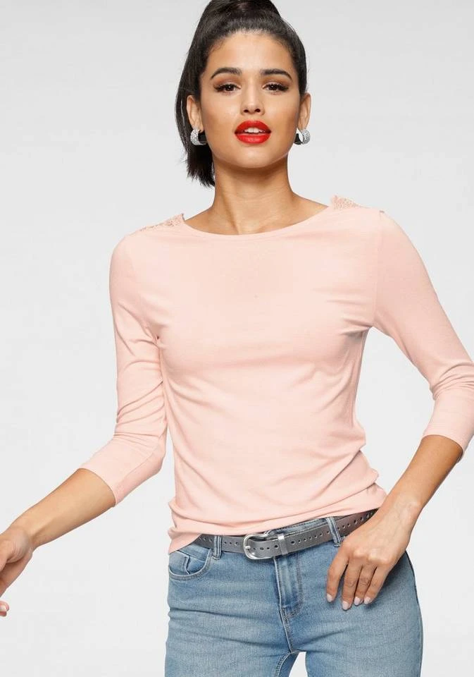 Melrose Rundhalsshirt mit tiefem Rückenausschnitt und Spitze Schwarz, Rosa 2 Melrose Rundhalsshirt mit tiefem Rückenausschnitt und Spitze Schwarz, Rosa – Bild 2