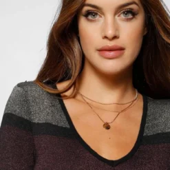 Melrose Strickkleid aus weichem Glitzergarn Khaki-rosa-gestreift, Bordeaux-petrol-gestreift -Melrosesan Geschaft b1e5a001 21a0 5985 b262 942b60a8b41c