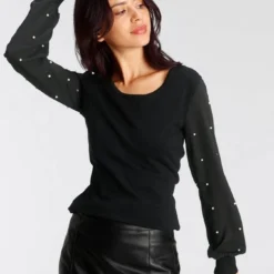 Melrose Rundhalspullover mit Chiffon-Ärmeln und Zierperlen - NEUE KOLLEKTION -Melrosesan Geschaft b9d13ceb da7e 585d 92c8 c734f756e560