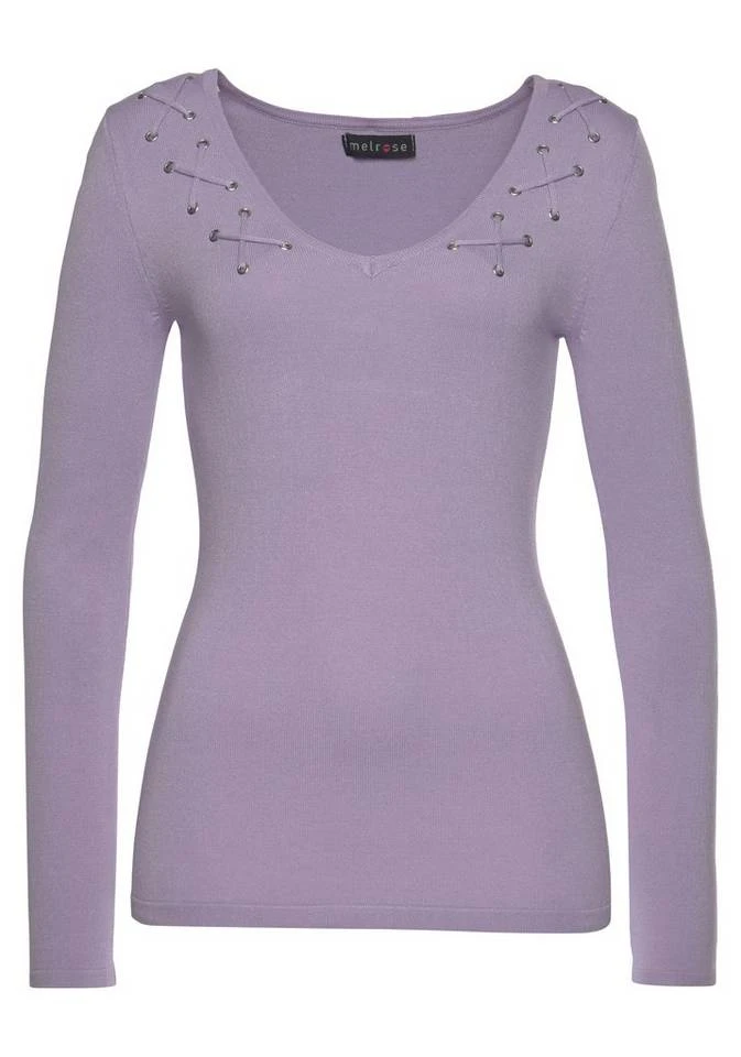 Melrose V-Ausschnitt-Pullover mit Zier-Schnürung 6 Melrose V-Ausschnitt-Pullover mit Zier-Schnürung – Bild 6