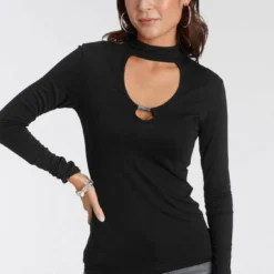 Melrose Rundhalsshirt mit Cut-Out und Schmuck-Detail - NEUE KOLLEKTION