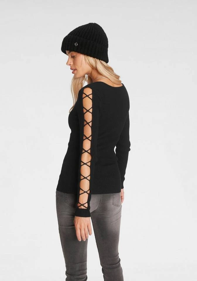 Melrose Rundhalspullover mit Zier-Schnürung am Ärmel 2 Melrose Rundhalspullover mit Zier-Schnürung am Ärmel – Bild 2