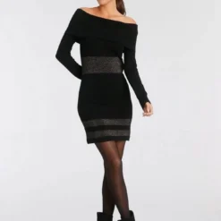 Melrose Strickkleid mit Streifen aus weichem Glanzgarn - NEUE KOLLEKTION