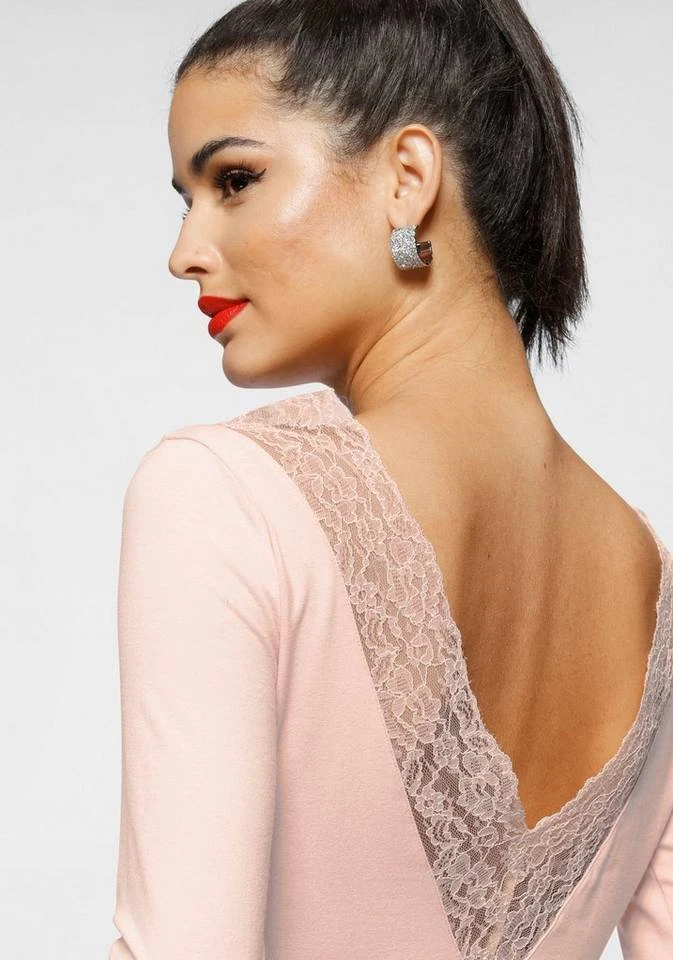 Melrose Rundhalsshirt mit tiefem Rückenausschnitt und Spitze Schwarz, Rosa 3 Melrose Rundhalsshirt mit tiefem Rückenausschnitt und Spitze Schwarz, Rosa – Bild 3