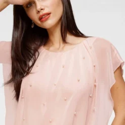 Melrose Chiffonbluse mit Zierperlen Marine, Rosa -Melrosesan Geschaft e68530d1 eac8 50f7 a33c 8193855f3f79