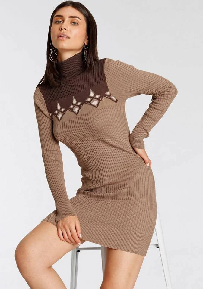 Melrose Strickkleid mit Norweger-Muster Dunkelgrau-schwarz, Schwarz-grau, Camelfarben-braun 8 Melrose Strickkleid mit Norweger-Muster Dunkelgrau-schwarz, Schwarz-grau, Camelfarben-braun – Bild 8