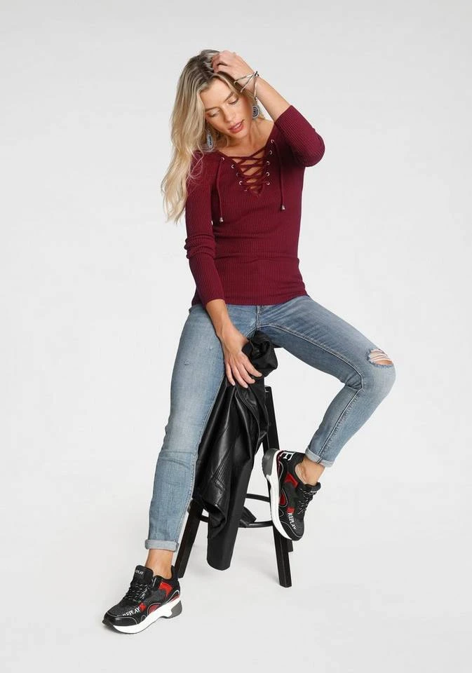 Melrose V-Ausschnitt-Pullover mit Schnürung 5 Melrose V-Ausschnitt-Pullover mit Schnürung – Bild 5