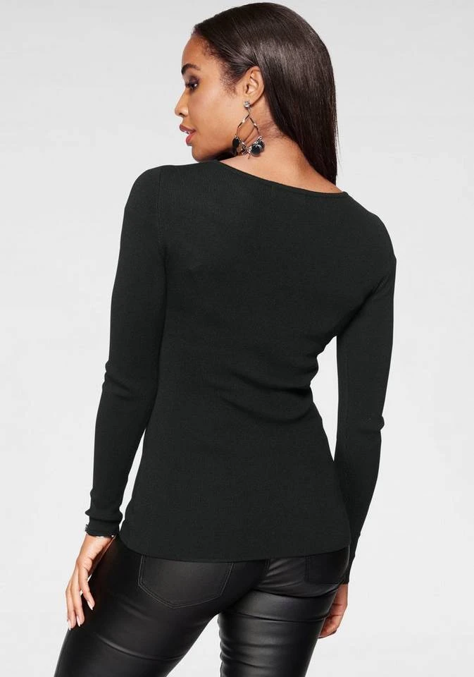 Melrose Rundhalspullover mit Mesh und Glitzersteinen 2 Melrose Rundhalspullover mit Mesh und Glitzersteinen – Bild 2