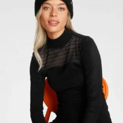 Melrose Stehkragenpullover mit Streifen-Mesh - NEUE KOLLEKTION