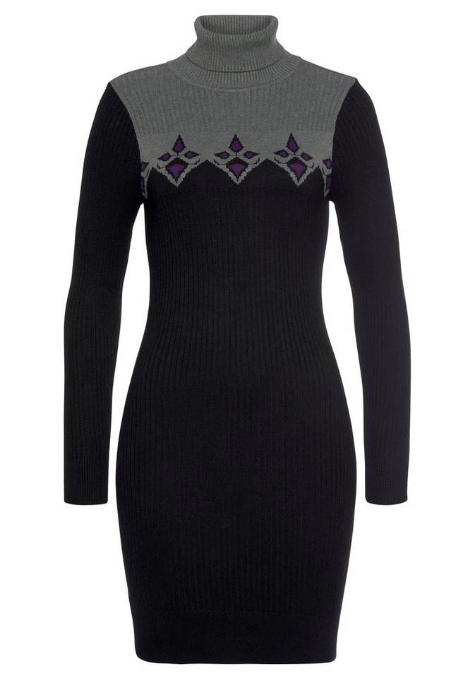 Melrose Strickkleid mit Norweger-Muster Dunkelgrau-schwarz, Schwarz-grau, Camelfarben-braun 5 Melrose Strickkleid mit Norweger-Muster Dunkelgrau-schwarz, Schwarz-grau, Camelfarben-braun – Bild 5