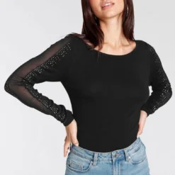 Melrose Strickpullover mit Mesheinsatz und Glitzersteinen - NEUE KOLLEKTION