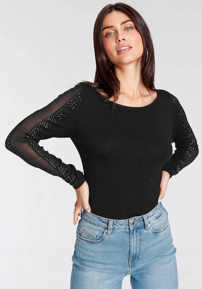 Melrose Strickpullover mit Mesheinsatz und Glitzersteinen - NEUE KOLLEKTION 1 Melrose Strickpullover mit Mesheinsatz und Glitzersteinen - NEUE KOLLEKTION